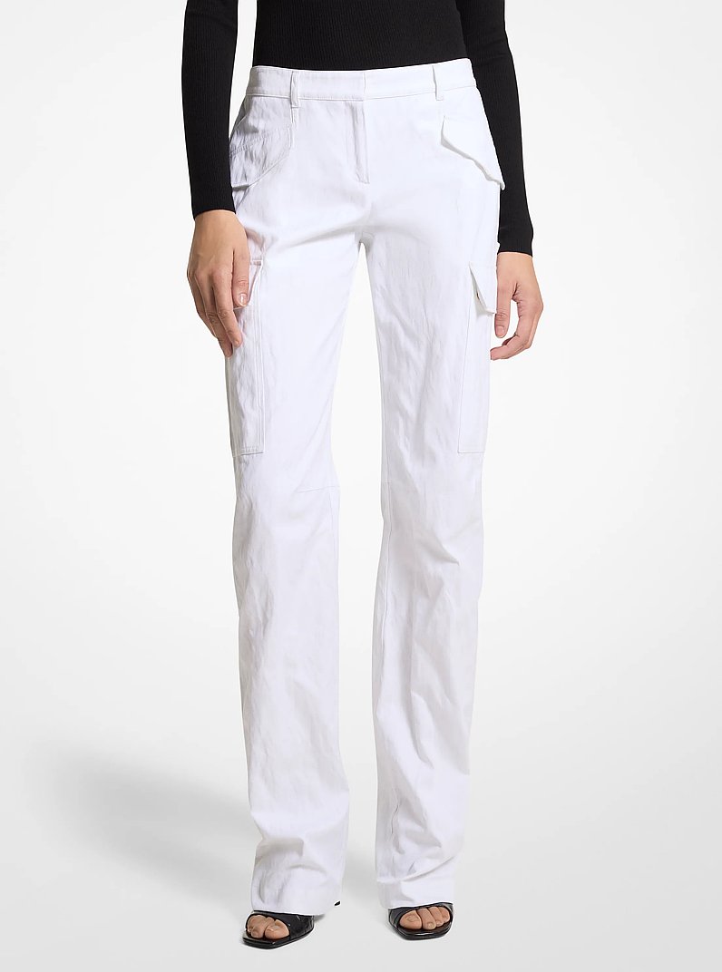 Cargohose aus gecrinkelter Baumwoll-Gabardine in OPTIC WHITE | Michael Kors