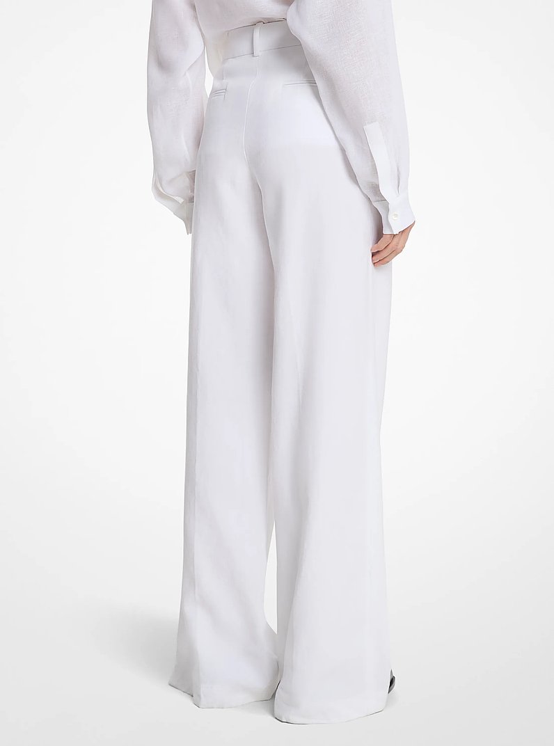 Linen Wide-Leg Trousers in OPTIC WHITE | Michael Kors