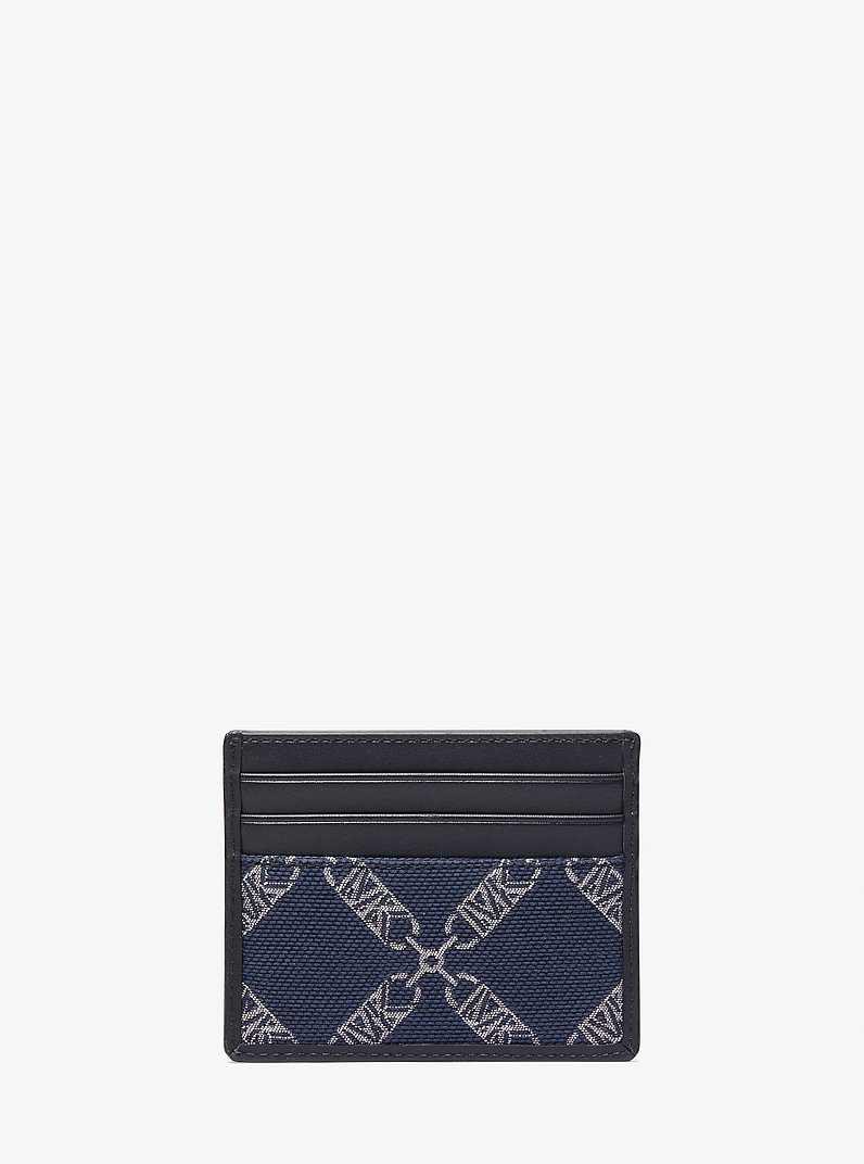 Grand porte-cartes Hudson en jacquard &agrave; logo Empire in BLEU MARINE | Michael Kors
