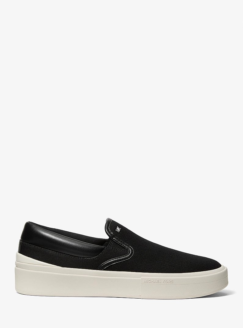 Eddie Cotton Canvas Slip-On Sneaker in BLACK | Michael Kors