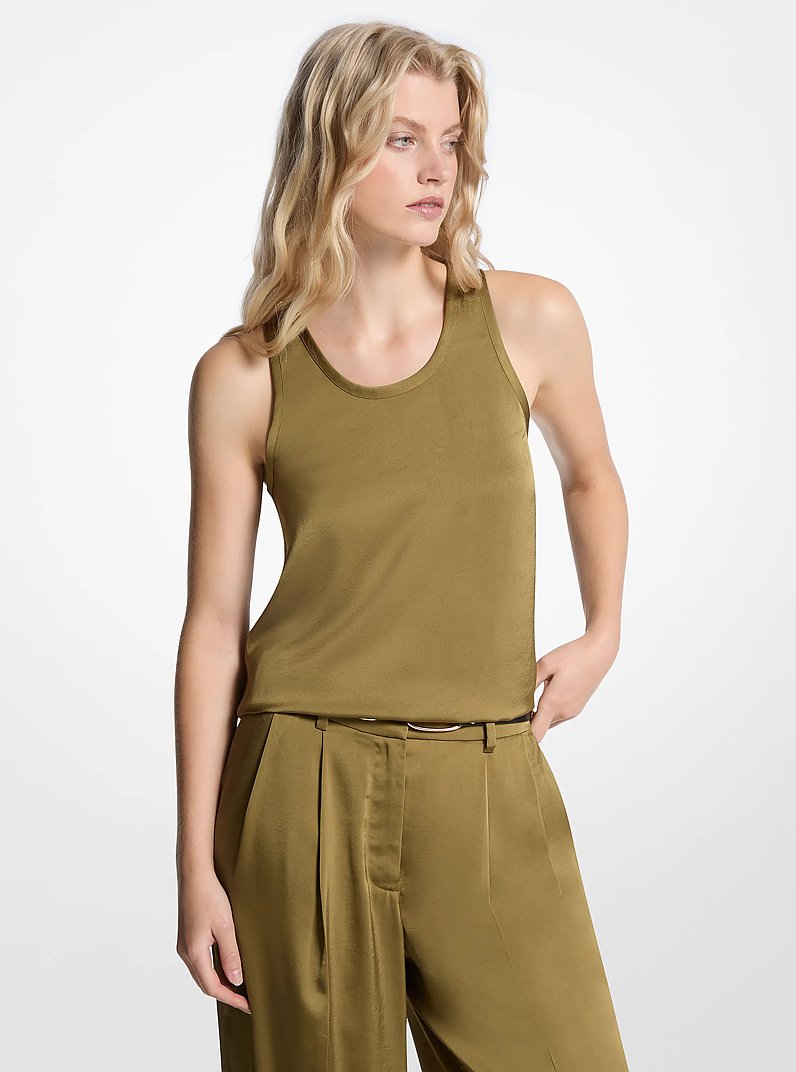 Satin Racerback Tank Top in PISTACHIO | Michael Kors