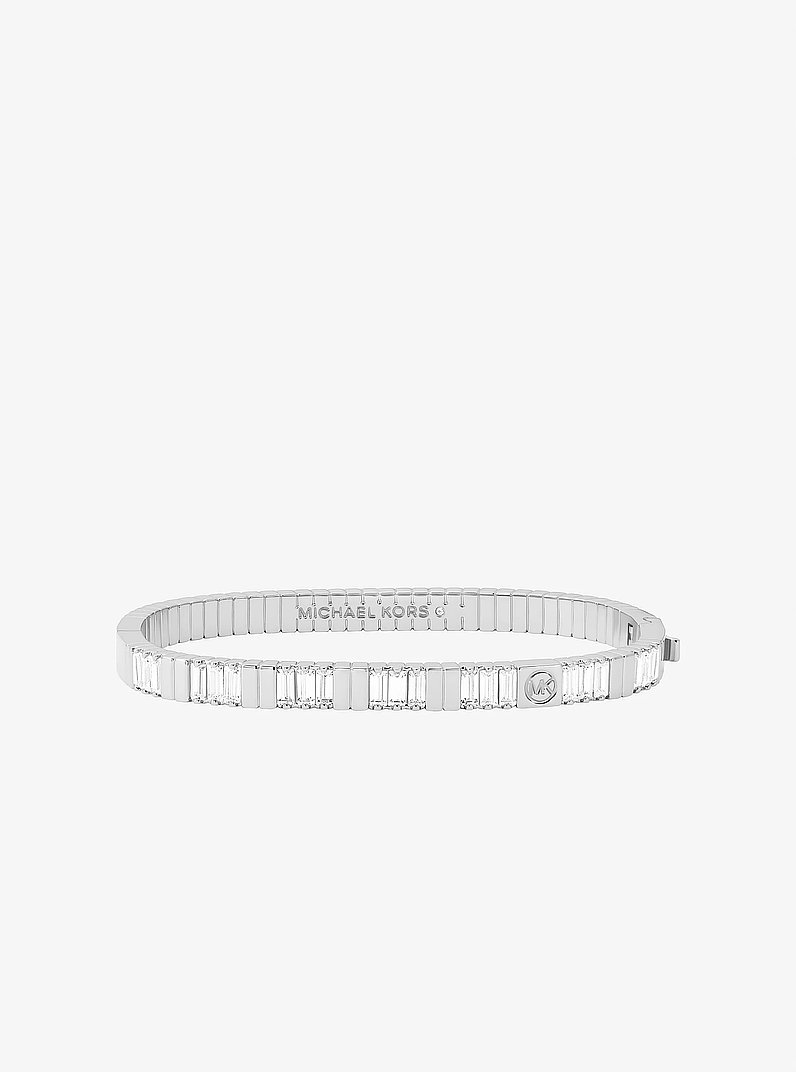Cubic Zirconia Baguette Bangle in SILVER | Michael Kors