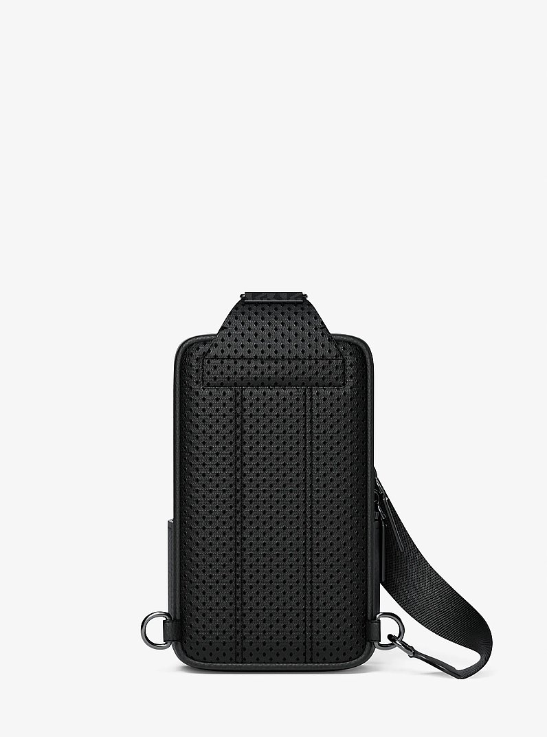 Cooper Medium Pebbled Leather and Signature Logo Sling Pack with Pouch in BLACK | Michael Kors