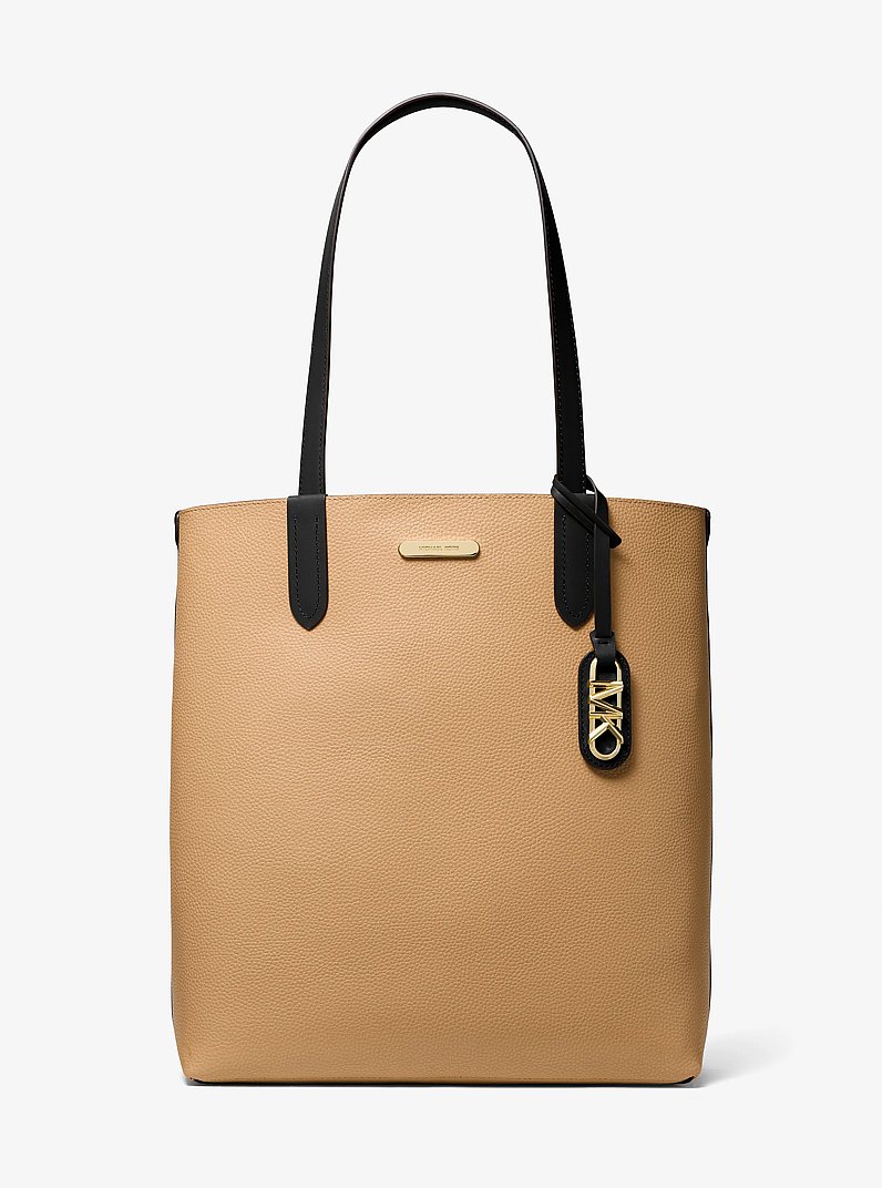 Eliza Extra-Large Pebbled Leather Reversible Tote Bag in BLACK | Michael Kors