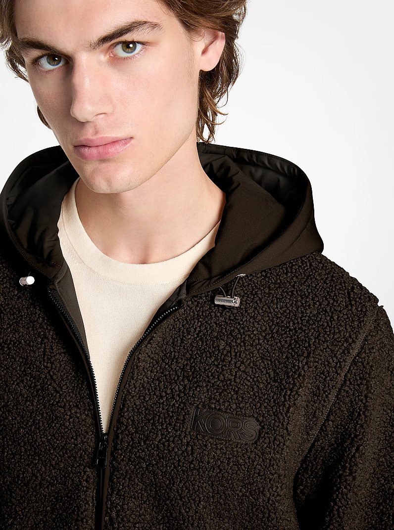 Sherpa Zip-Up Hoodie in CHOCOLATE | Michael Kors