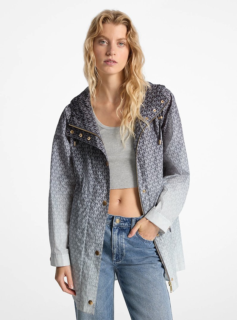 Ombr&eacute; Logo Print Cir&eacute; Anorak in BLACK | Michael Kors