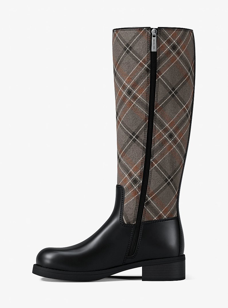 Royce Plaid Print Wool Blend Riding Boot in MUSHROOM MLTI | Michael Kors