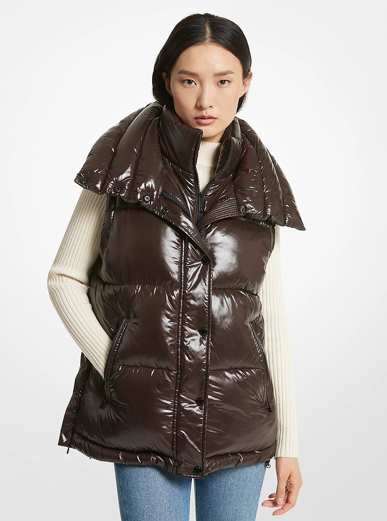 2-in-1 Quilted Nylon  Puffer Jacket in CHOCOLATE | Michael Kors