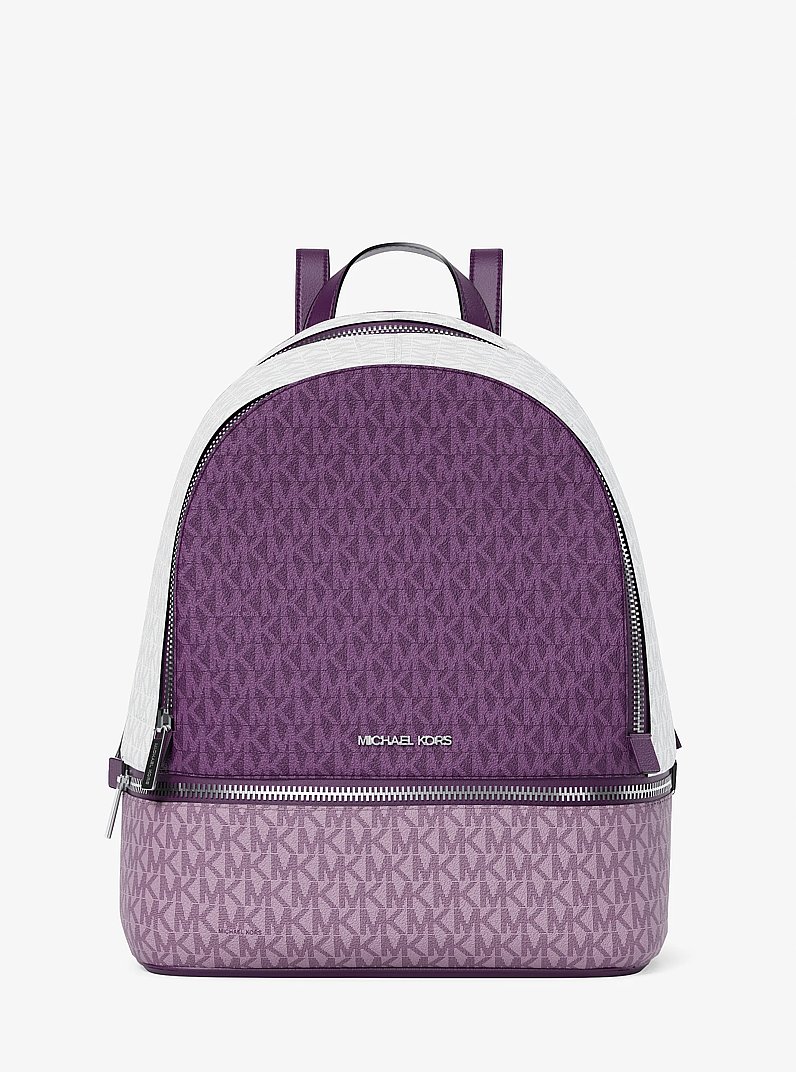 wmmw バックパック　[navy x pink logo] Rhea Medium Color-Block Signature Logo Backpack in DARK PURPLE ML