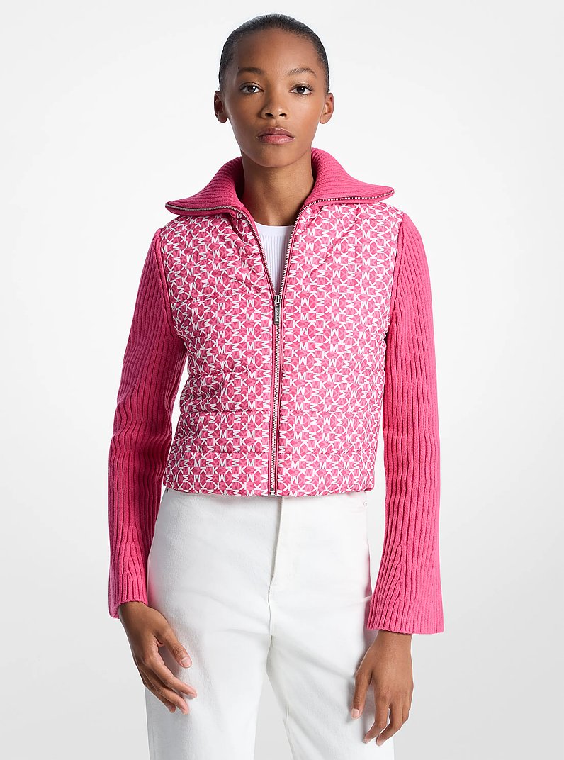 Quilted Graphic Logo and Knit Jacket in HIBISCUS | Michael Kors