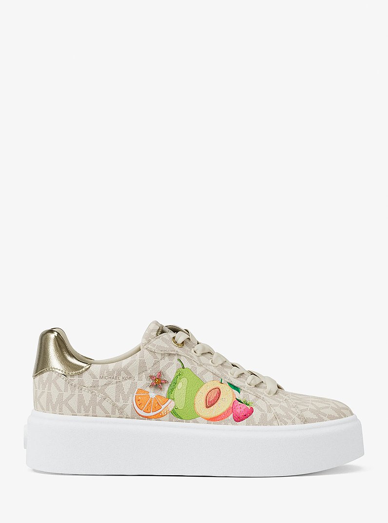 Romey Embellished Signature Logo Sneaker in VANILLA COMBO | Michael Kors