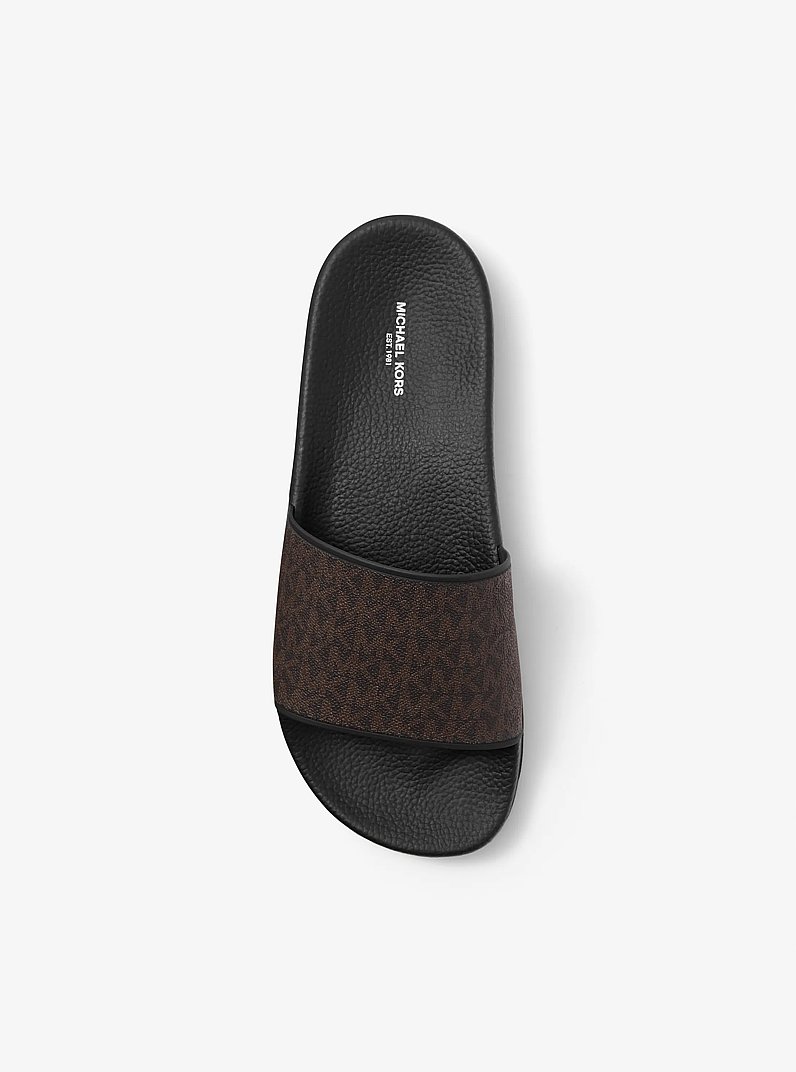 Jake Logo Slide Sandal in BROWN/BLK | Michael Kors