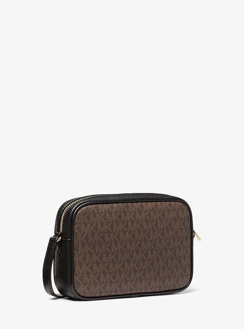Sac &agrave; bandouli&egrave;re pour appareil photo Jet Set Travel en poils de veau &agrave; imprim&eacute; l&eacute;opard et &agrave; logo Signature in POIL DE CHAMEAU MULTI | Michael Kors