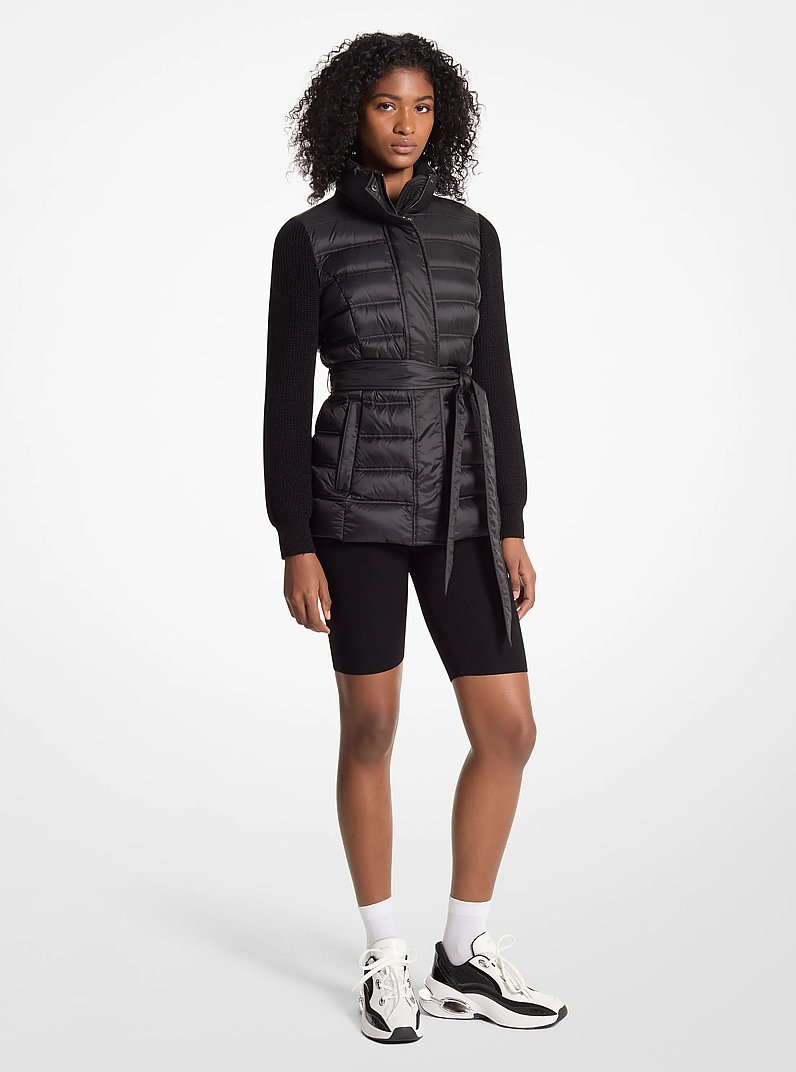 Mixed-Media Packable Jacket in BLACK | Michael Kors