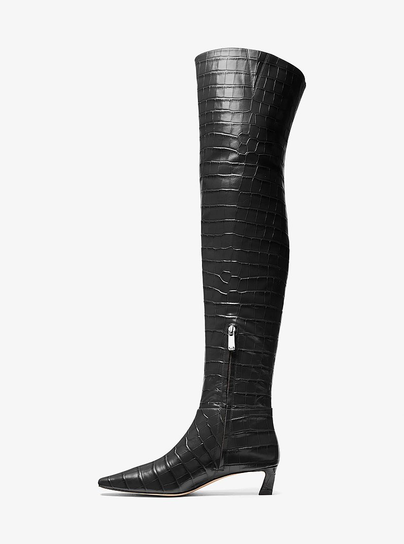 Botte Cosmo en cuir gaufr&eacute; &agrave; motif de crocodile in NOIR | Michael Kors