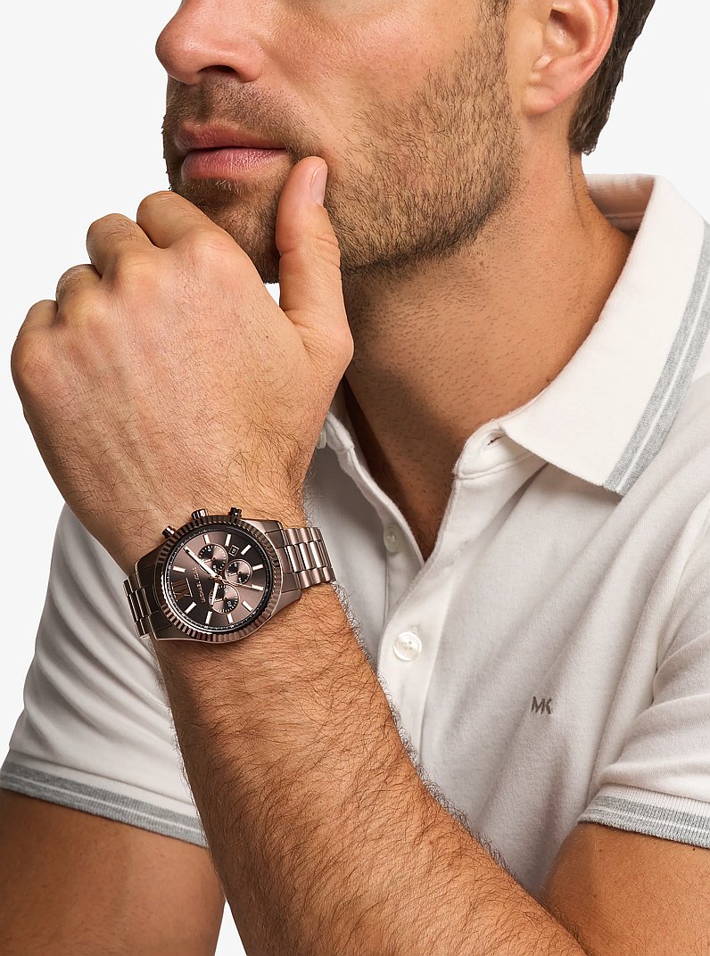 Oversized Lexington Brown-Tone Watch in CHOCOLATE | Michael Kors