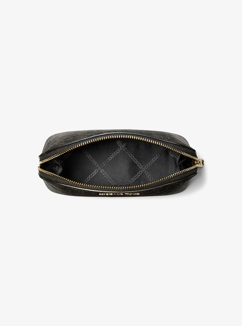 Petite pochette de voyage m&eacute;tallis&eacute;e &agrave; logo Empire Signature in NOIR/DOR&Eacute; P&Acirc;LE | Michael Kors