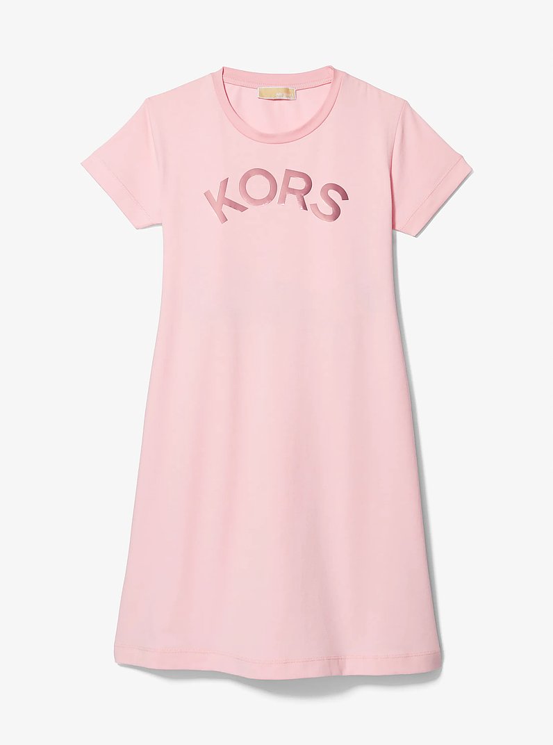 Stretch Cotton Logo T-Shirt Dress in PINK | Michael Kors