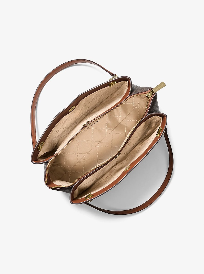 Soho Medium Signature Logo Tote Bag in BROWN | Michael Kors