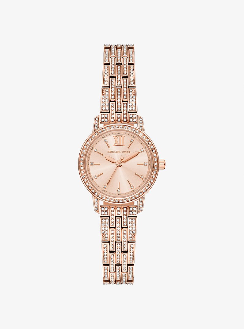 Petite Melissa Pav&eacute; Rose Gold-Tone Watch in ROSE GOLD | Michael Kors