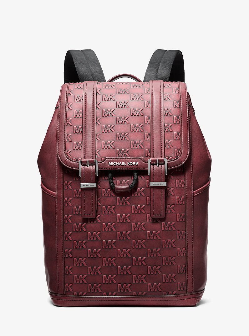 Colby Medium Logo Embossed Burnished Leather Backpack in OXBLOOD | Michael Kors