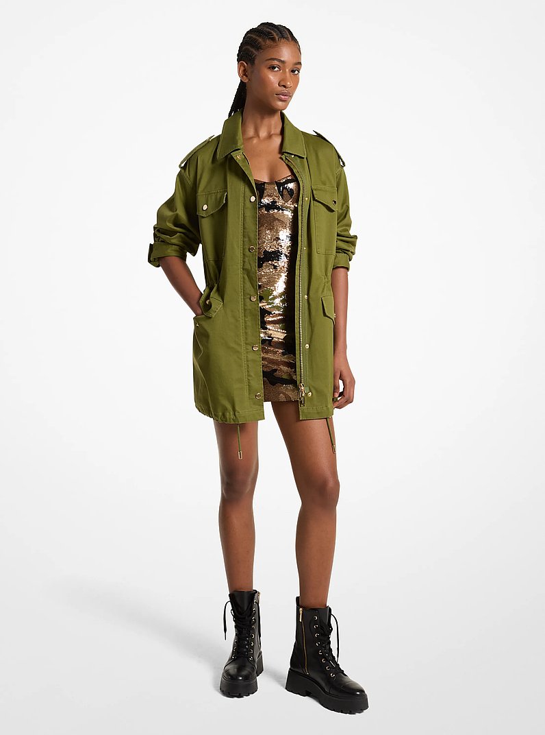 Stretch Organic Cotton Anorak in EVERGREEN | Michael Kors