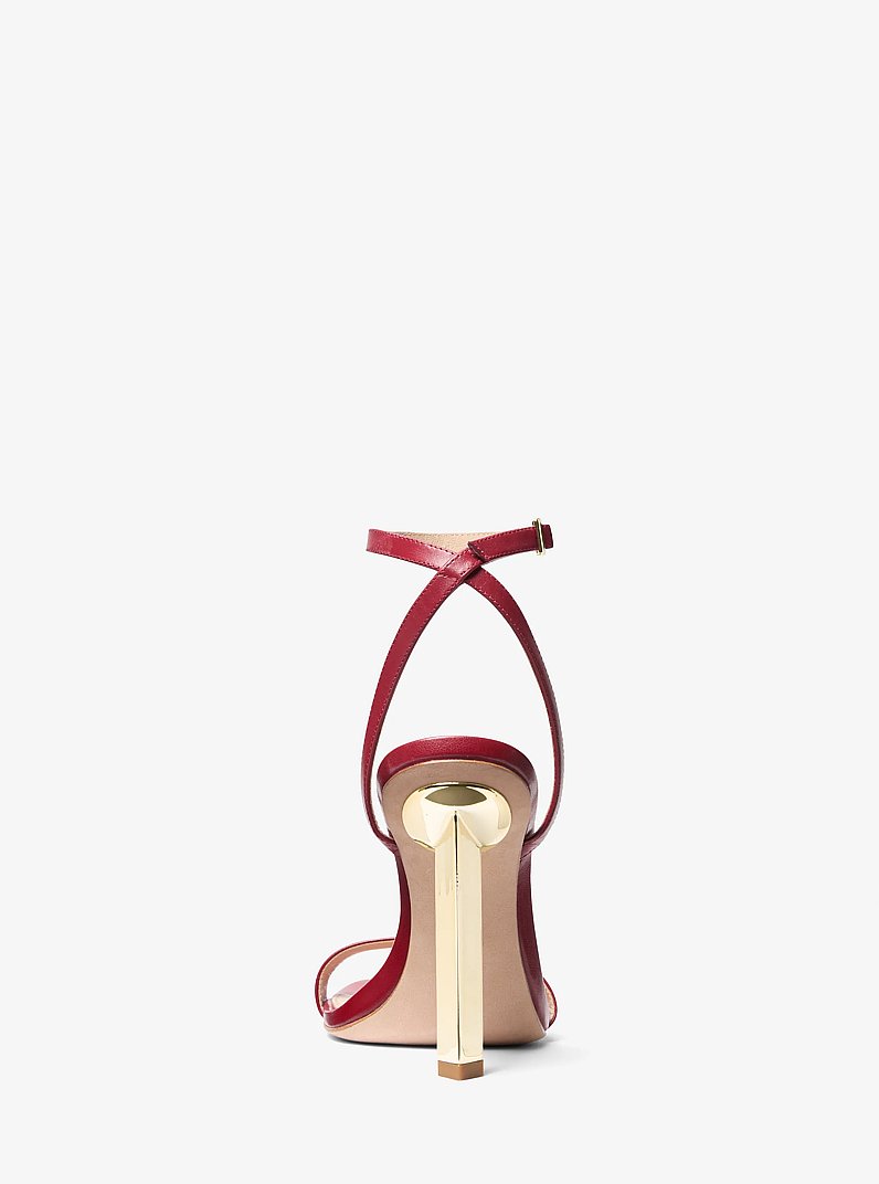 Halle Leather Sandal in DEEP RED | Michael Kors