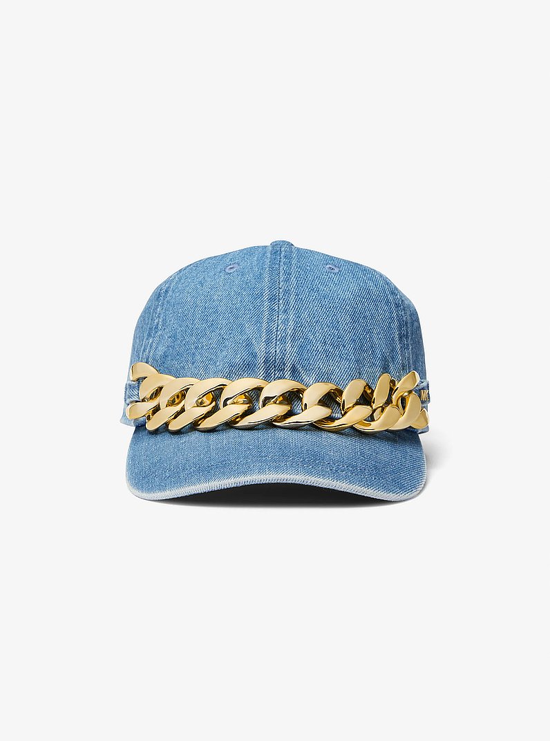 Michael Kors Blue Denim Cap Denim Baseball Hat in BLUE VINTAGE WASH | Michael Kors [US] main image 4
