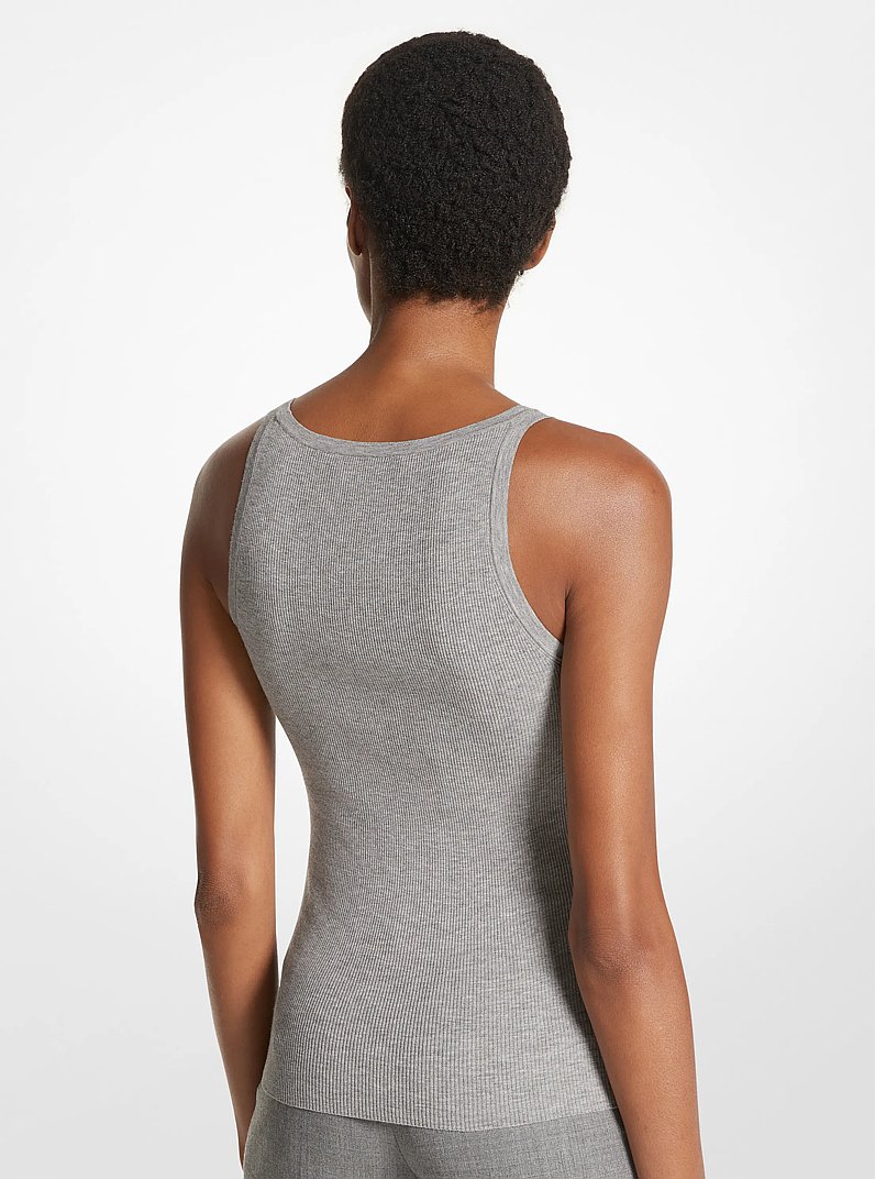Camiseta de tirantes acanalada de viscosa el&aacute;stica in GRIS MEDIO | Michael Kors