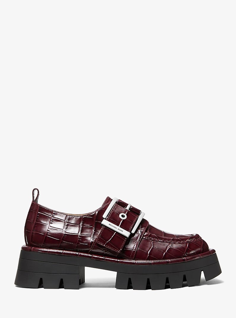 Colby Crocodile Embossed Leather Loafer in OXBLOOD | Michael Kors