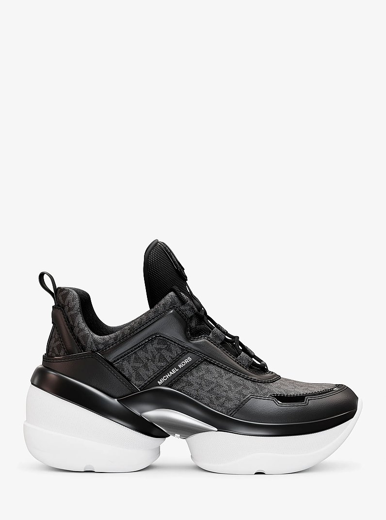 Olympia Signature Logo Trainer in BLACK | Michael Kors