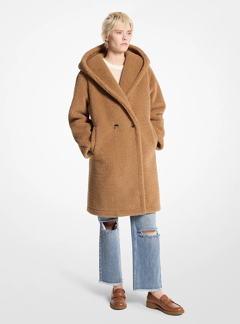 【camel】teddy lambswool coat Teddy Bear camel hair and silk coat in brown - Max Mara | Mytheresa
