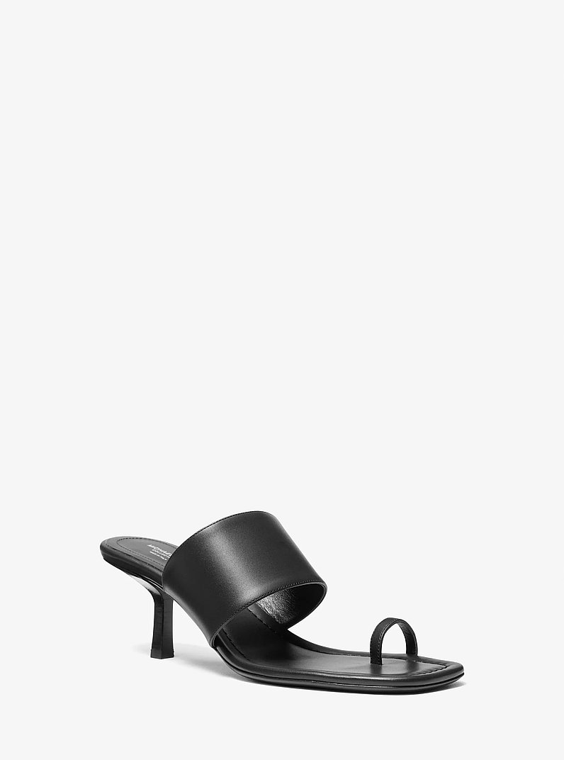 Dionne Leather Sandal in BLACK | Michael Kors