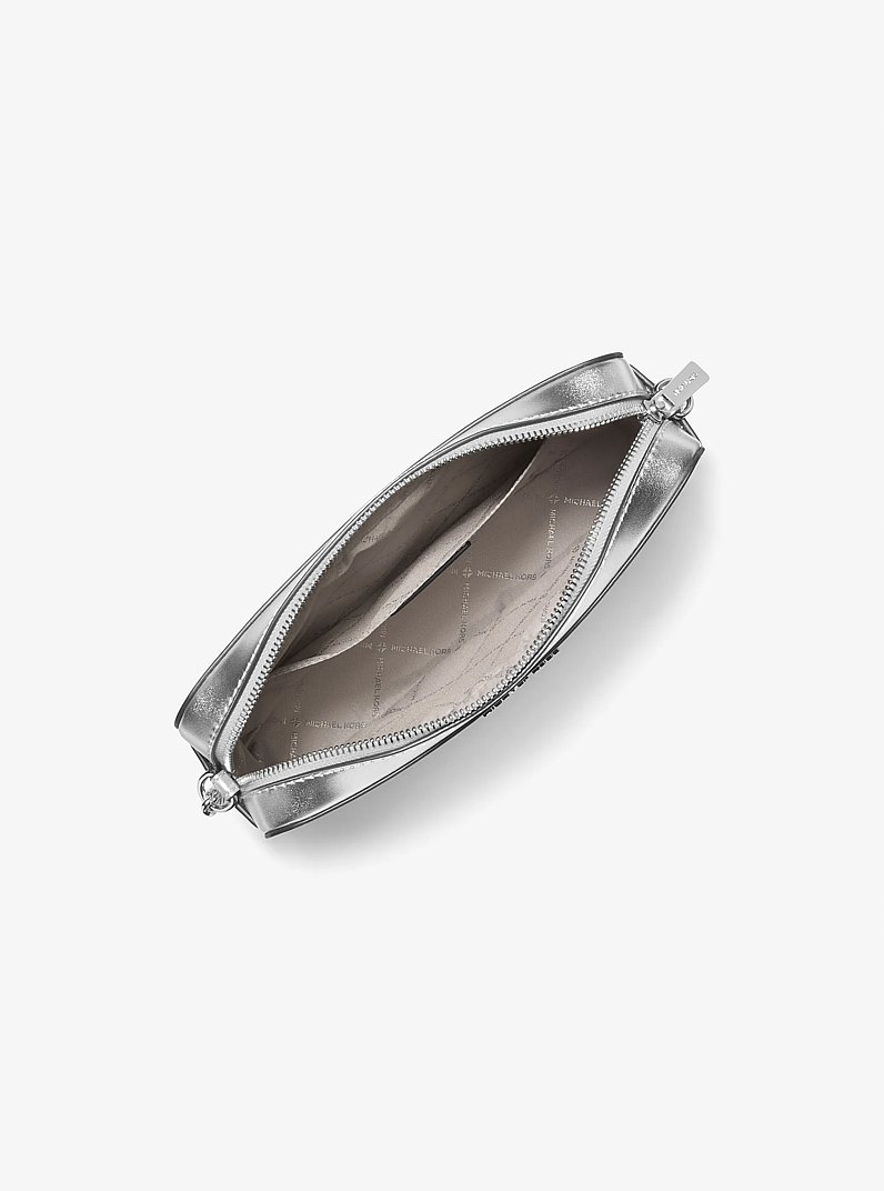 Jet Set Large Metallic Crossbody Bag in SILVER | Michael Kors