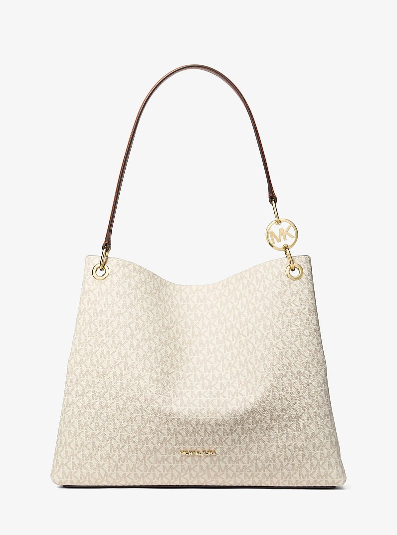 Christina Large Signature Logo Shoulder Bag in VANILLA | Michael Kors