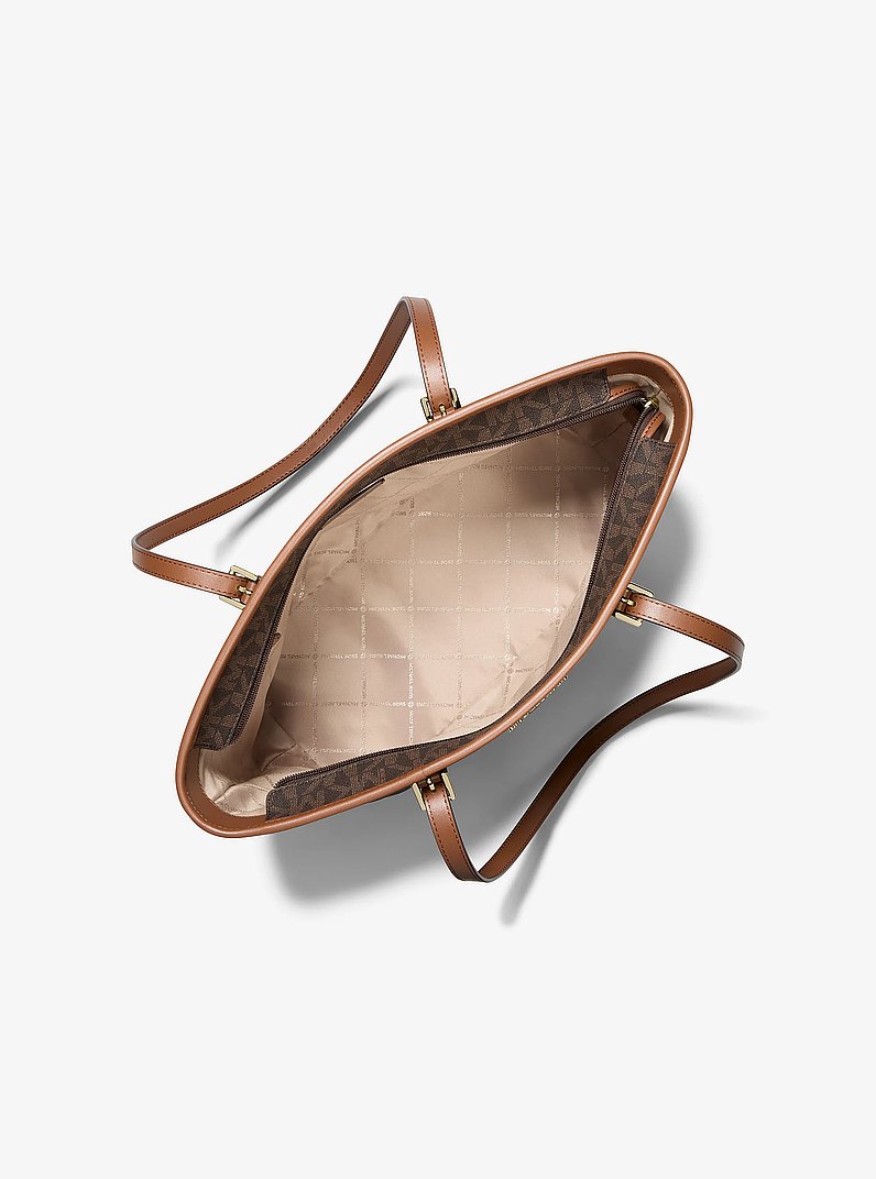 Borsa tote Jet Set con stampa logo e ciondolo in MARRONE/CUOIO | Michael Kors