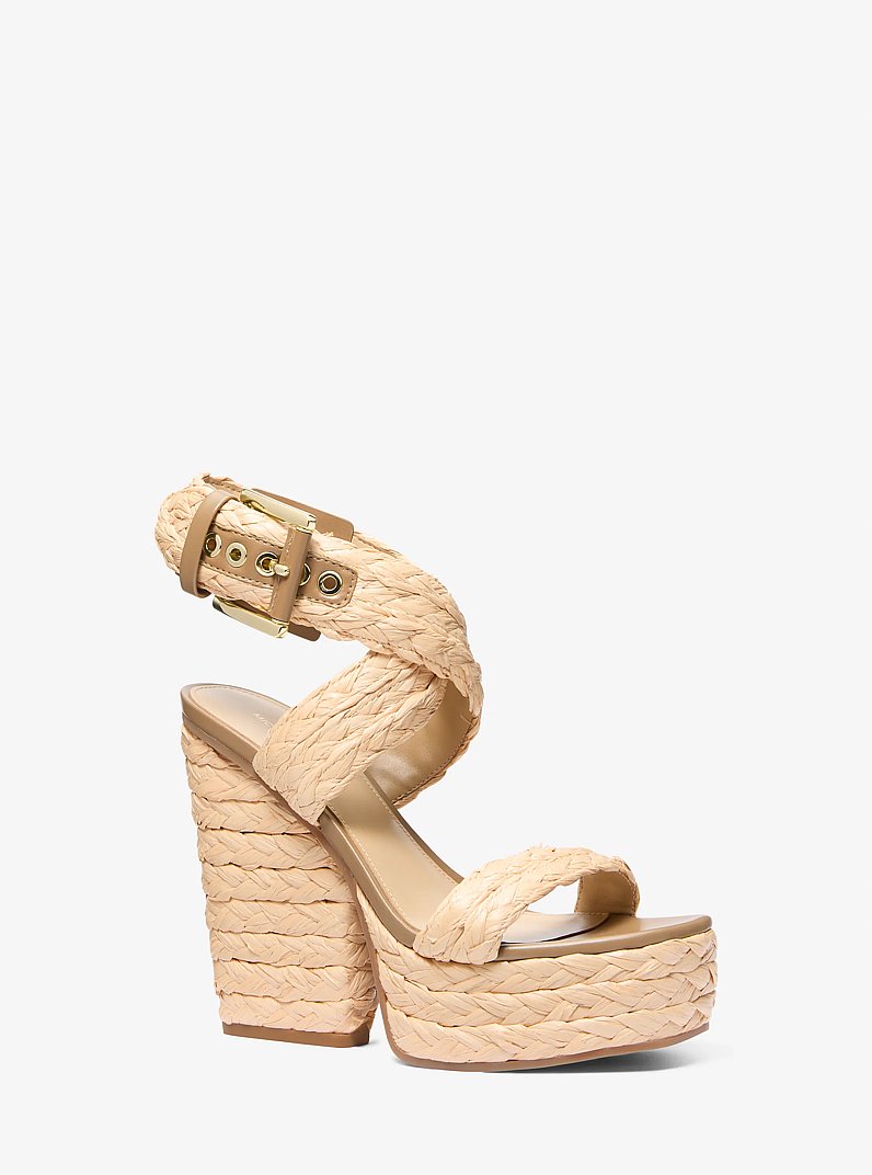 Rhoda Woven Platform Sandal in NATURAL | Michael Kors
