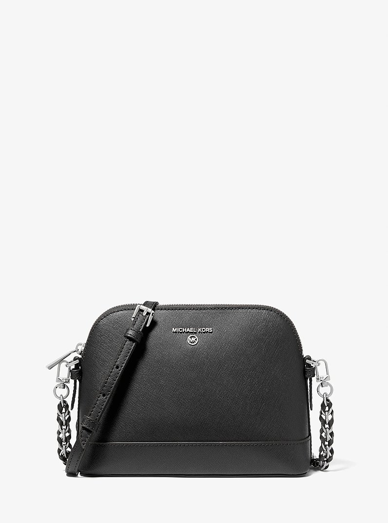 Grand sac &agrave; bandouli&egrave;re de forme arrondie en cuir Saffiano in NOIR | Michael Kors