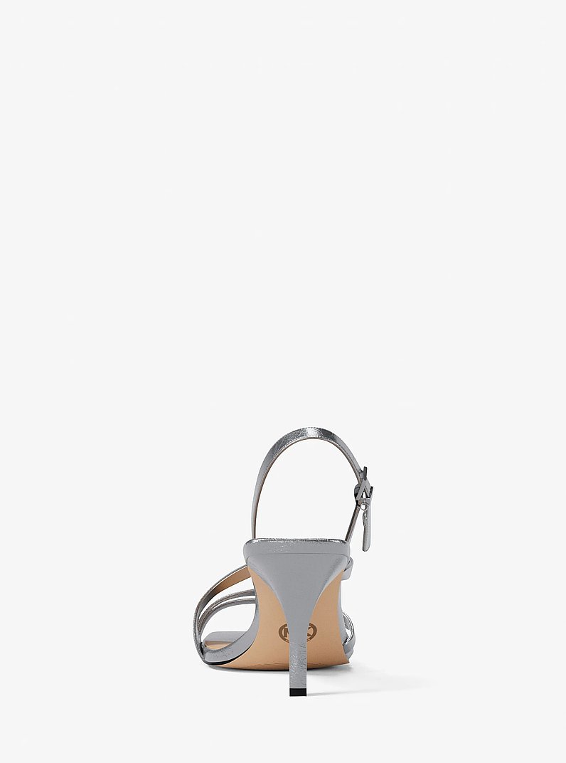 Yvette Metallic Sandal in SILVER | Michael Kors