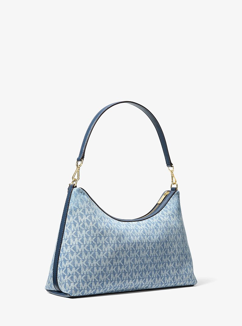 Sac &agrave; bandouli&egrave;re convertible Sammy de taille moyenne en denim &agrave; imprim&eacute; &agrave; logo Signature in BLEU CLAIR R&Eacute;TRO LAV&Eacute; | Michael Kors