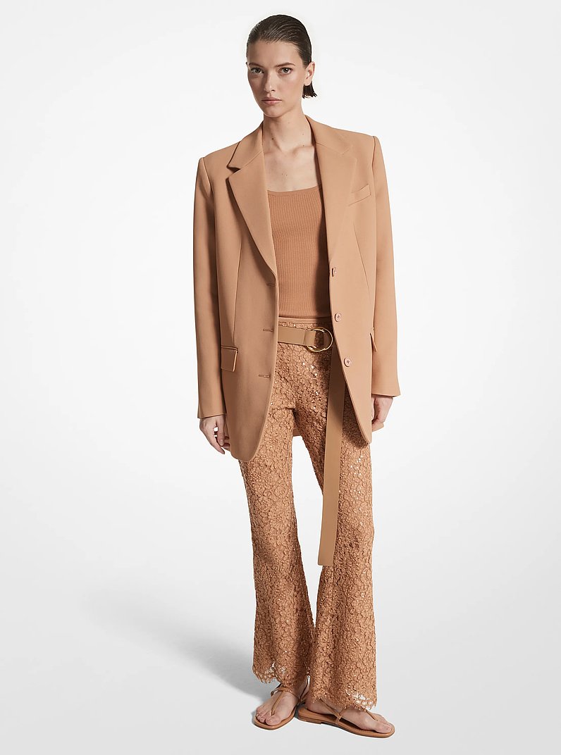 Blazer tipo boyfriend de crep&eacute; texturizado doble in TOSTADO SUAVE | Michael Kors