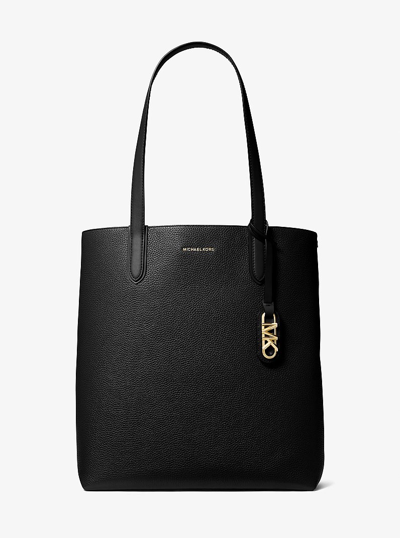 Eliza Extra-Large Pebbled Leather Reversible Tote Bag in BLACK | Michael Kors