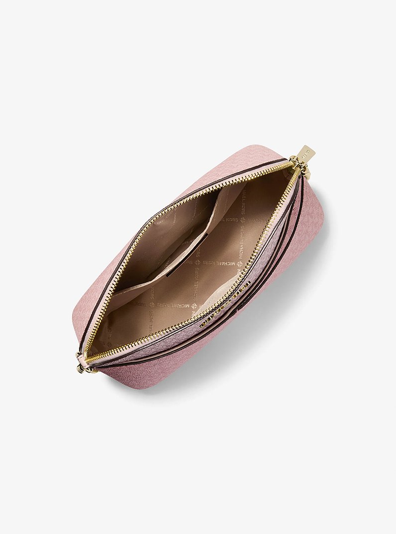 Jet Set Travel Medium Color-Block Signature Logo Crossbody Bag in PWD BLSH MLT | Michael Kors