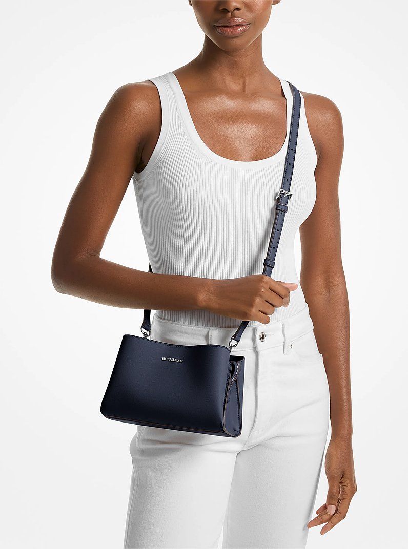 Ruthie Small Saffiano Leather Crossbody Bag in NAVY | Michael Kors