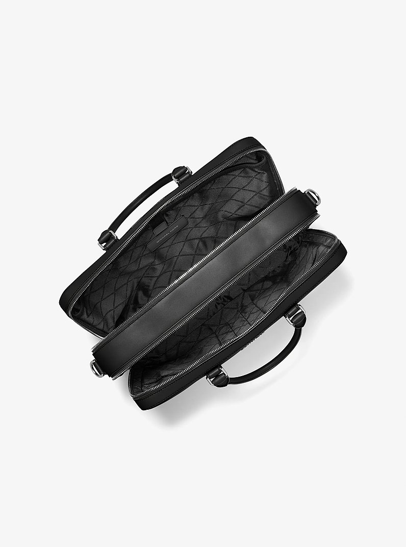 Hudson Logo and Leather Double-Gusset Briefcase