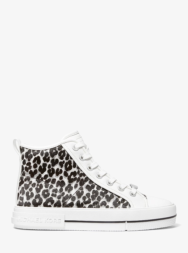 Evy Leopard Print Calf Hair High-Top Sneaker in BLACK COMBO | Michael Kors