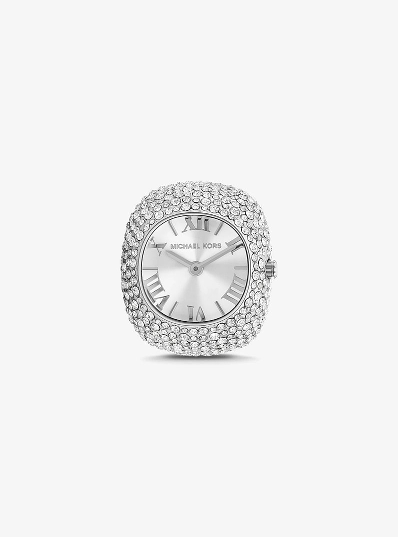 Rylee Pav&eacute; Silver-Tone Ring Watch in SILVER | Michael Kors