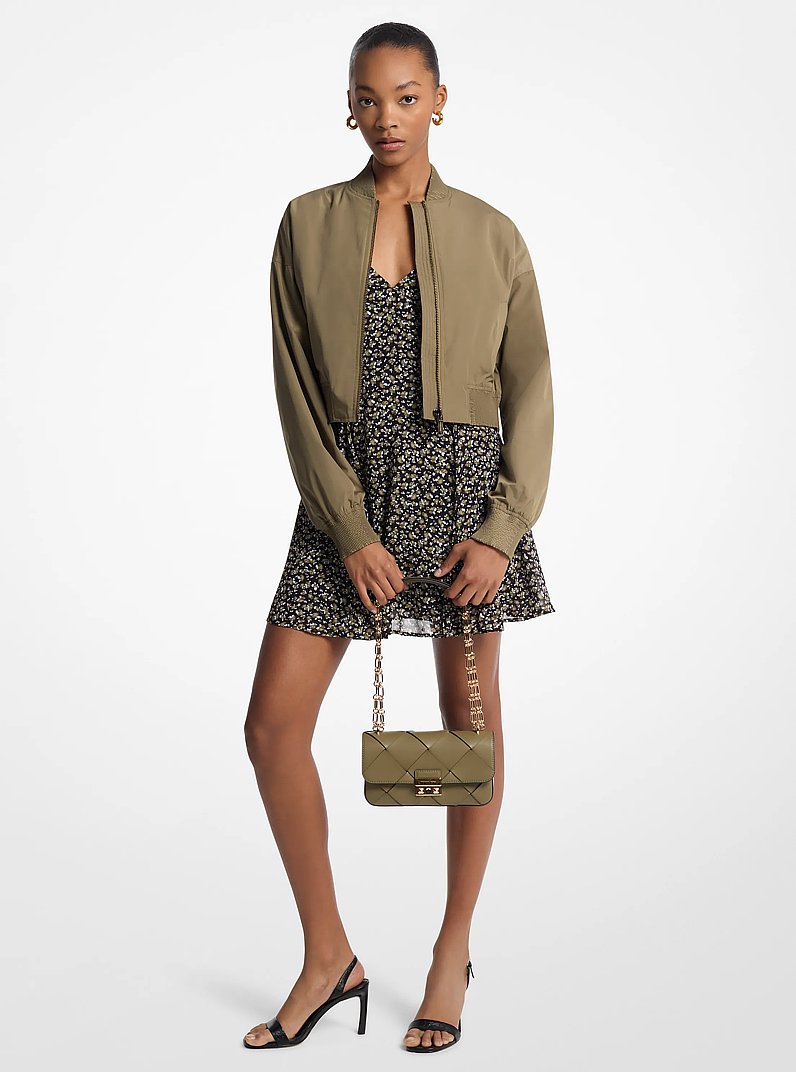 Cropped Bomber Jacket in SAFARI GREEN | Michael Kors
