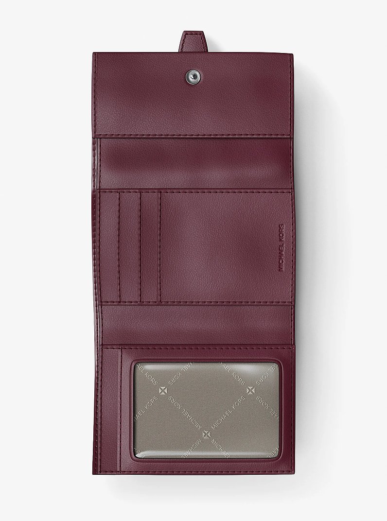 Greenwich Medium Leather Trifold Wallet in MAROON | Michael Kors