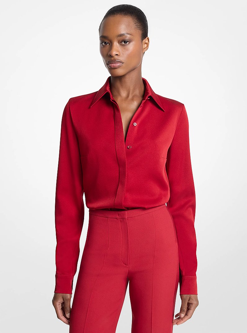 Hansen Satin Charmeuse Blouse in RUBY | Michael Kors